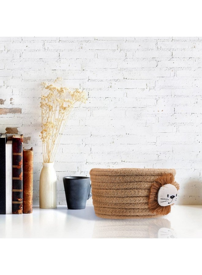 Cabilock Cotton Rope Storage Basket Woven Decorative Laundry Basket with Lion Sundries Hamper Storage Holder Nursery Bin for Bathroom Shelf Makeup Organization Khaki - Image 3