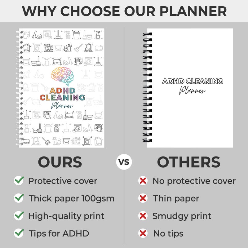 BOYESE ADHD Cleaning Planner, ADHD Cleaning and Organizing Planner for Adults Women, House Clean Schedule and Checklist, Daily Weekly Monthly Chore Chart Notebook Calendar 5.8 x 8.3" - Image 3