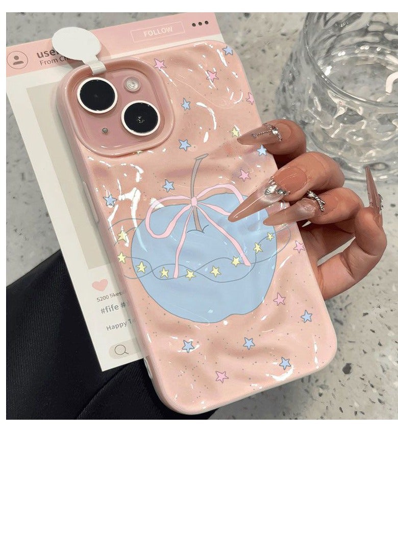 NIBEMINENT Star Blue Apple Protective TPU Case Cover For IPhone 16 Pro, Pink