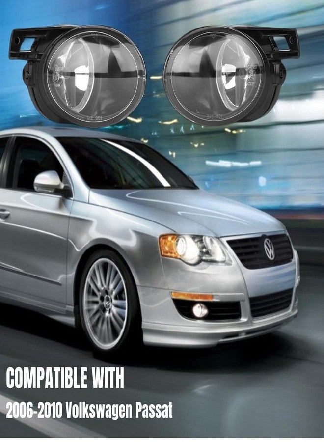 WEISIGAO Fog lights compatible with 2006 2007 2008 2009 2010 VOLKSWAGEN PASSAT OEM Fog Lamps Replacement with bulbs (Front Bumper Lights); 1 Pair Clear Lens, WM-025-A - Image 2