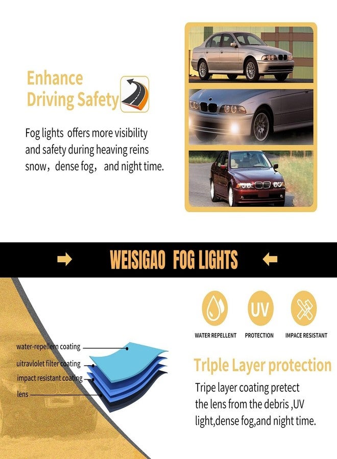 WEISIGAO Fog lights compatible with 2006 2007 2008 2009 2010 VOLKSWAGEN PASSAT OEM Fog Lamps Replacement with bulbs (Front Bumper Lights); 1 Pair Clear Lens, WM-025-A - Image 5