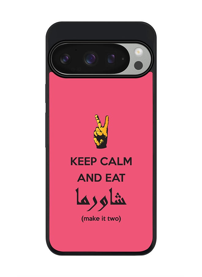 Stylizedd For Google Pixel 9 Pro Case,Slim fit Camera Protection, Shockproof Thin Phone cover - Keep Calm And Eat Shawarma (Pink)  - Image 1