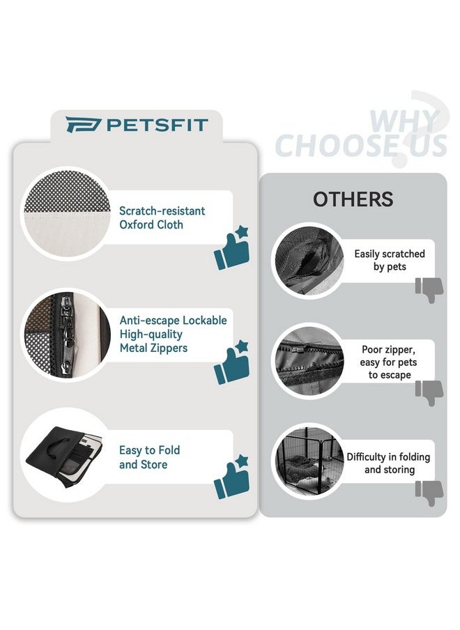 Petsfit PETSFIT Dog Playpen, Pop Up 29.5" Sturdy Small Animal Playpen Dog Kennel Foldable Portable Puppy Cat Playpen Indoor Outdoor with Carring Case,Zipper Removable Mesh Top and Leakproof Bottom Mat Beige S  - Image 4