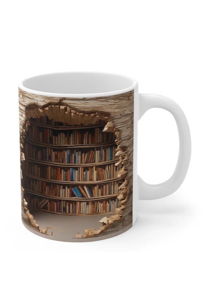 إم إي سي كوب قهوة بتصميم مكتبة مطبوع 11 أونصة - Image 1