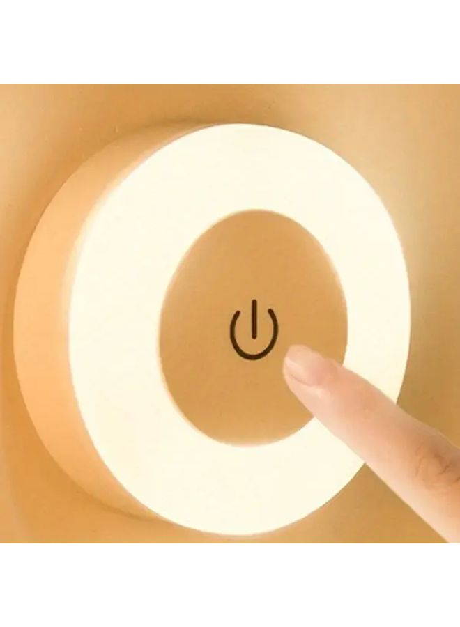 White Mini LED Touch Sensor Night Light USB Rechargeable Magnetic Wall Round - Image 2