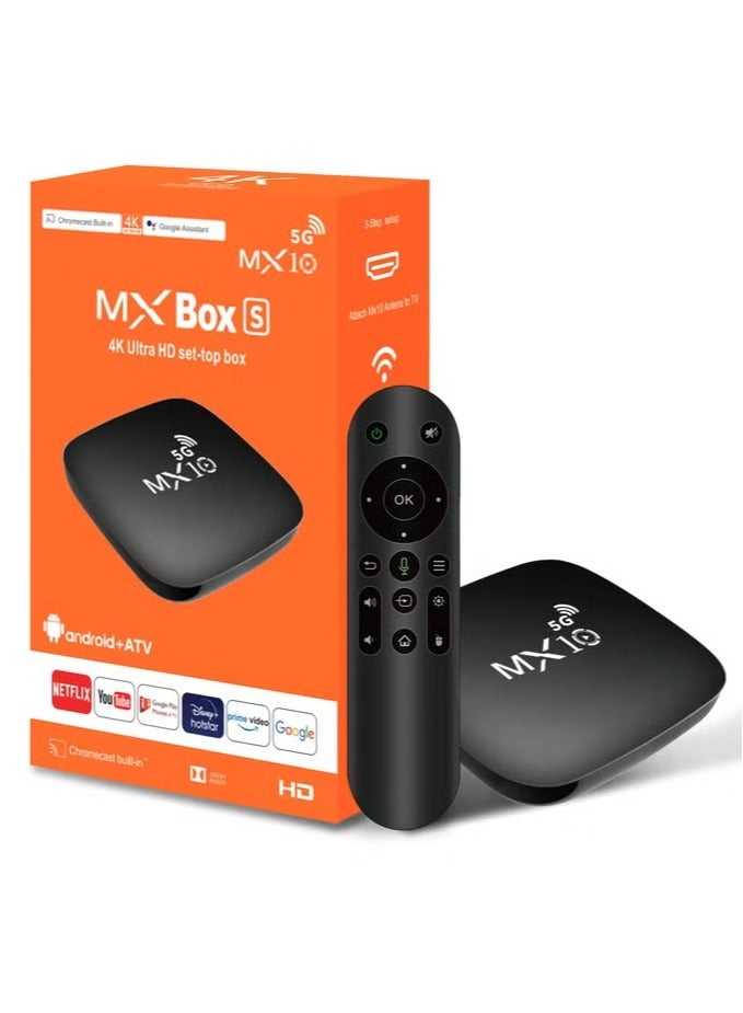 MX10 TV Box Android 13  4K 3D Smart IPTV Box with 2.4G/5G WiFi, Supports Streaming, Movies, Apps & More – HD TV Stick for Smart TV - Image 1