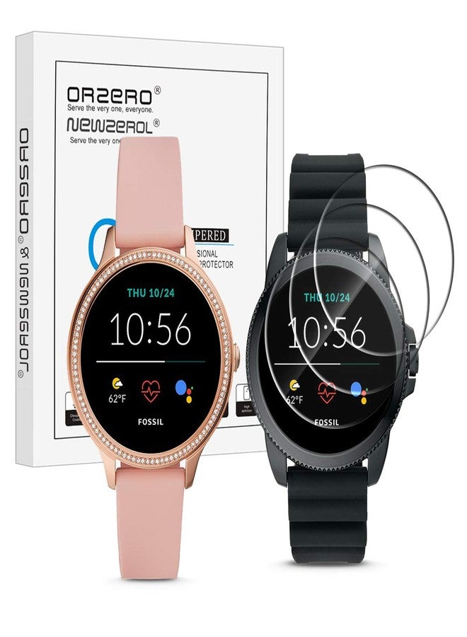 Orzero (3 Pack) Tempered Glass Screen Protector Compatible for Fossil Gen 5E 42mm/Fossil Gen 5E 44mm Smartwatch, 2.5D Arc Edges 9 Hardness High Definition Anti-Scratch Bubble-Free - Image 1