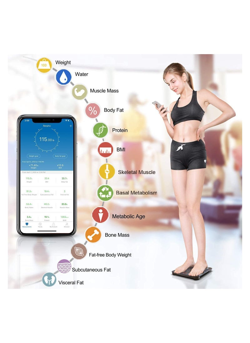 NNEWVANTE Bluetooth Body Fat Monitors Digital Scale for Bathroom Scale Measure Weight and Body Fat BMI Body Composition Analyzer Kitchen Scale (Black)  - Image 3