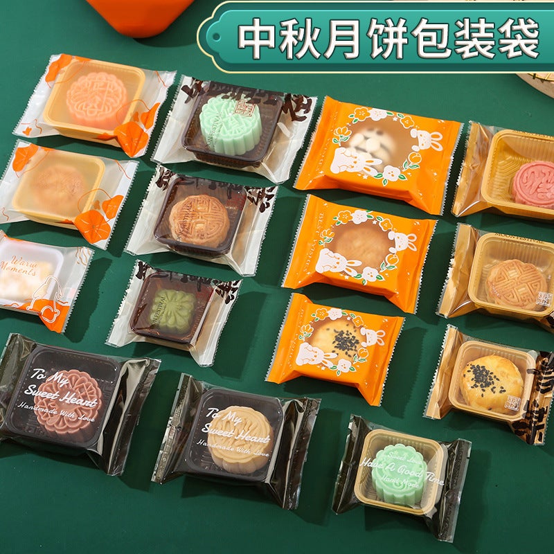 Manufacturer Mid-Autumn Festival Mooncake Bags Frosted Sealing Machine Bags Cantonese-Style Snow Skin Mooncake Packaging Bags Baking Frosted Texture - Image 3