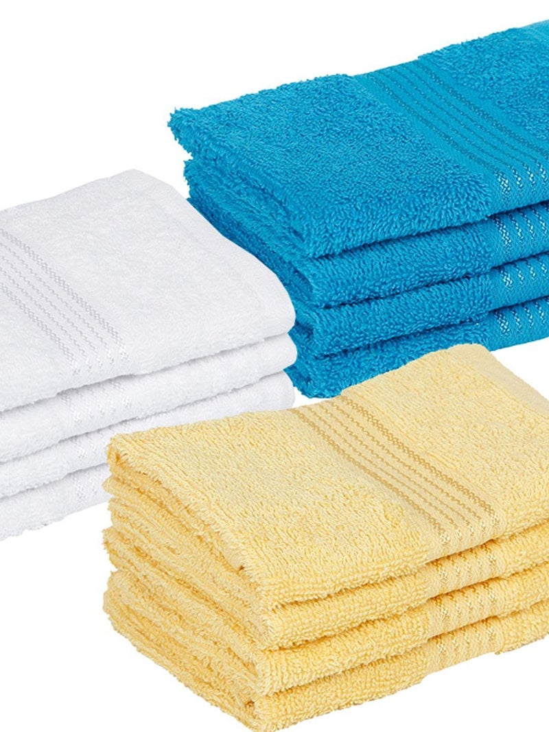 Kopa by Bianca 400 GSM 100% Cotton Soft Terry Towel l 12pc Face Towel l Face Mask Towel l Face Towel for New Born Baby l D`Ross l Lemon Yellow-Titan White - Image 5