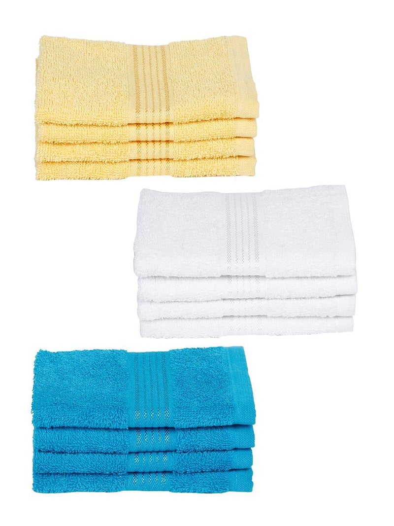 Kopa by Bianca 400 GSM 100% Cotton Soft Terry Towel l 12pc Face Towel l Face Mask Towel l Face Towel for New Born Baby l D`Ross l Lemon Yellow-Titan White - Image 2