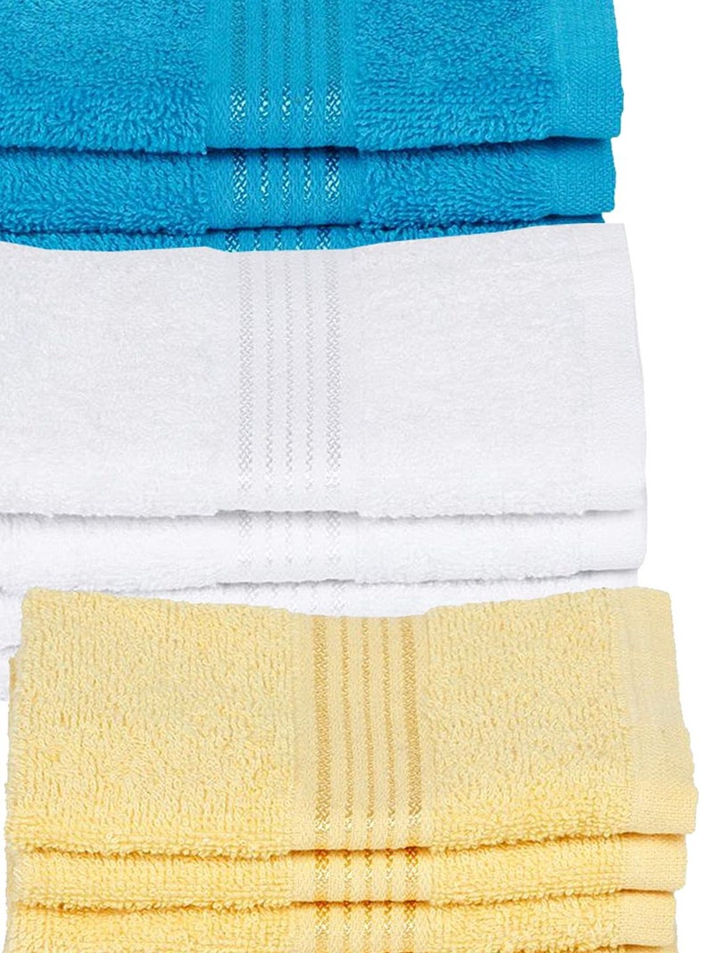 Kopa by Bianca 400 GSM 100% Cotton Soft Terry Towel l 12pc Face Towel l Face Mask Towel l Face Towel for New Born Baby l D`Ross l Lemon Yellow-Titan White - Image 3