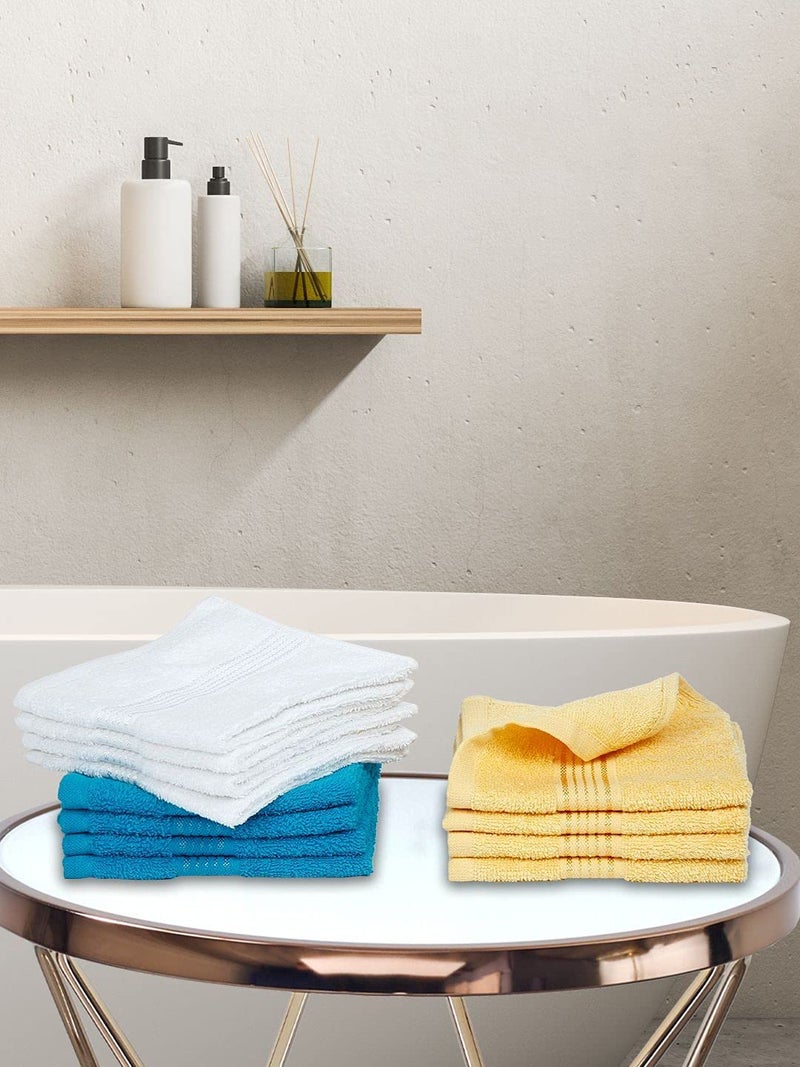 Kopa by Bianca 400 GSM 100% Cotton Soft Terry Towel l 12pc Face Towel l Face Mask Towel l Face Towel for New Born Baby l D`Ross l Lemon Yellow-Titan White - Image 1