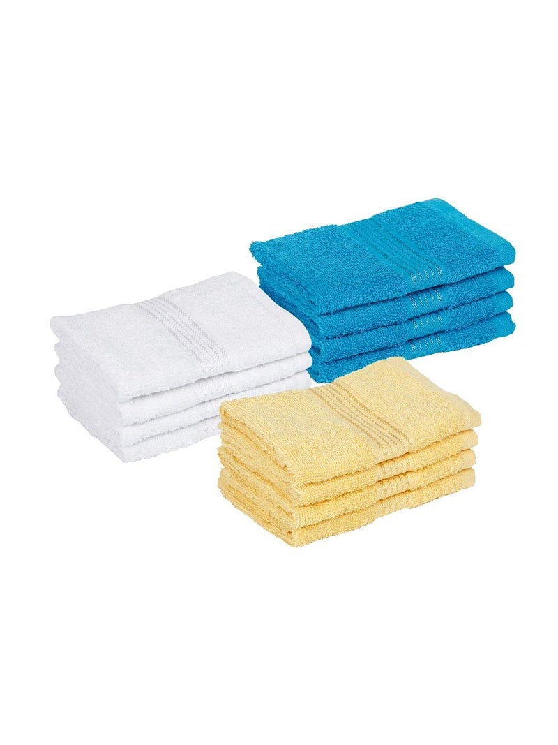 Kopa by Bianca 400 GSM 100% Cotton Soft Terry Towel l 12pc Face Towel l Face Mask Towel l Face Towel for New Born Baby l D`Ross l Lemon Yellow-Titan White - Image 4