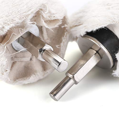 Hedume Set of 12 Buffing Pad Polishing Wheel Kits Included 5 Pack Rouge Compound, Cone, Column, Mushroom, T-Shaped Wheel Grinding Head with 1/4" Handle-for Manifold/Aluminum/Stainless Steel/Chrome - Image 4