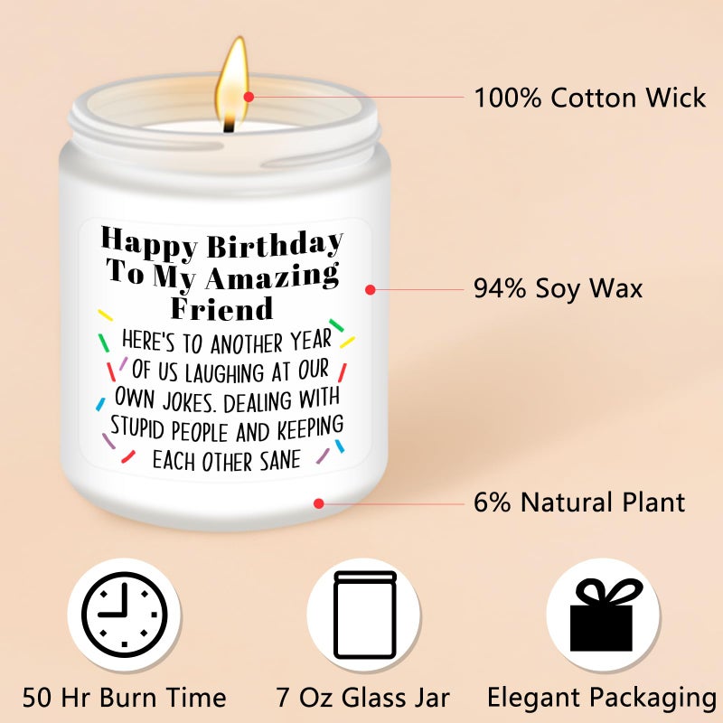 Homsolver Best Friend-Birthday Gifts for Women Men, Funny Friendship Gifts for Woman Candles, Birthday Gift for Friends Sister Bestie BFF Coworker Classmate, Funny Scented Candles - Image 2