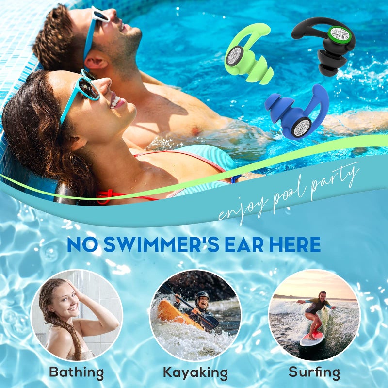 Hearprotek Ear Plugs for Swimming â€“ 2 Pairs Soft Silicone Reusable Waterproof Earplugs for Adults & Men Women, Custom Fit for Swimmers Ear, Pool, Beach, Snorkeling, Surfing, Kickboard Training(Black) - Image 4