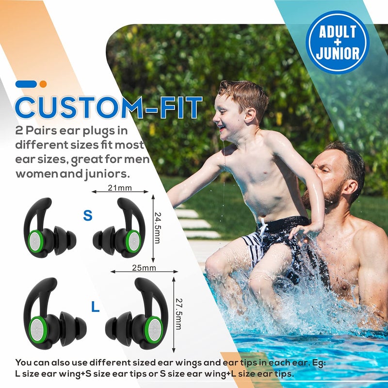 Hearprotek Ear Plugs for Swimming â€“ 2 Pairs Soft Silicone Reusable Waterproof Earplugs for Adults & Men Women, Custom Fit for Swimmers Ear, Pool, Beach, Snorkeling, Surfing, Kickboard Training(Black) - Image 3