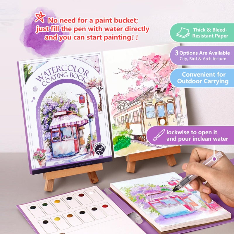 TLM 2026 New Creative Stress Relief Kit Watercolor Painting Book,3-Fold Water Color Pad,Mini Watercolor Workbook Travel Set for Beginners and Enthusiasts (Butterfly) - Image 2