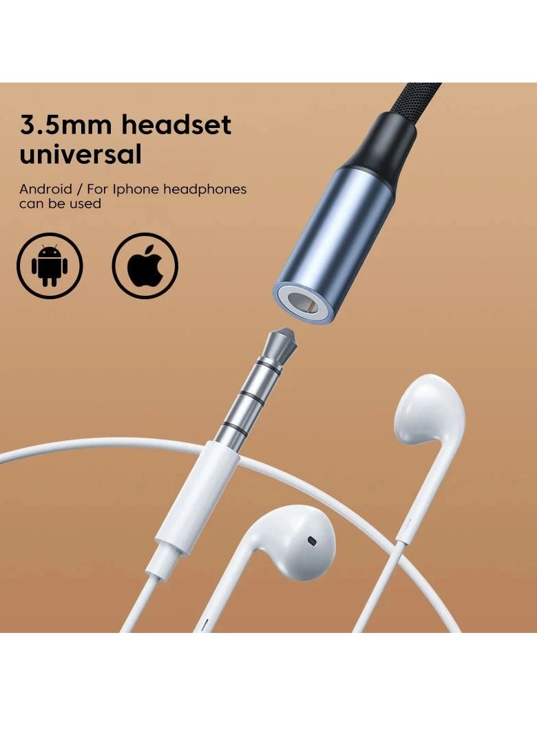 AROAQ محول جاك AUX كابل، محول USB نوع C إلى 3.5 مم سماعة، كابل دنجلي صوتي USB C إلى AUX مطلي بالذهب، محول صوتي رقمي سماعة مضاد للأكسدة، (1 قطعة، رمادي) - Image 4