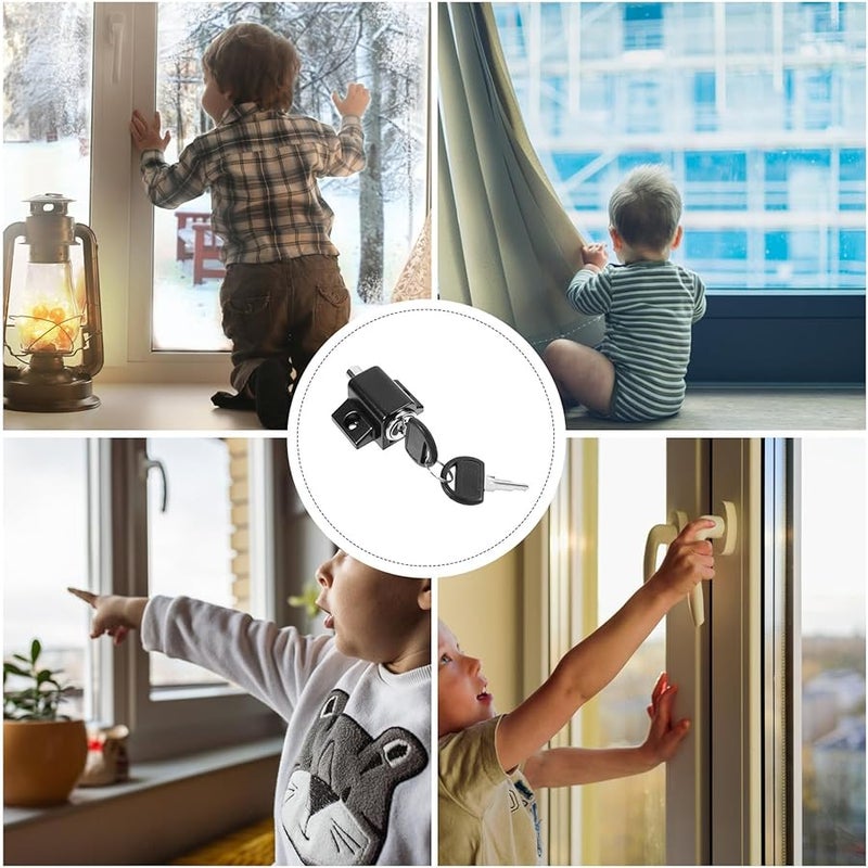 Zinc Alloy Sliding Window Lock With Key Anti Theft Safety Stopper Matte Finish - Image 4