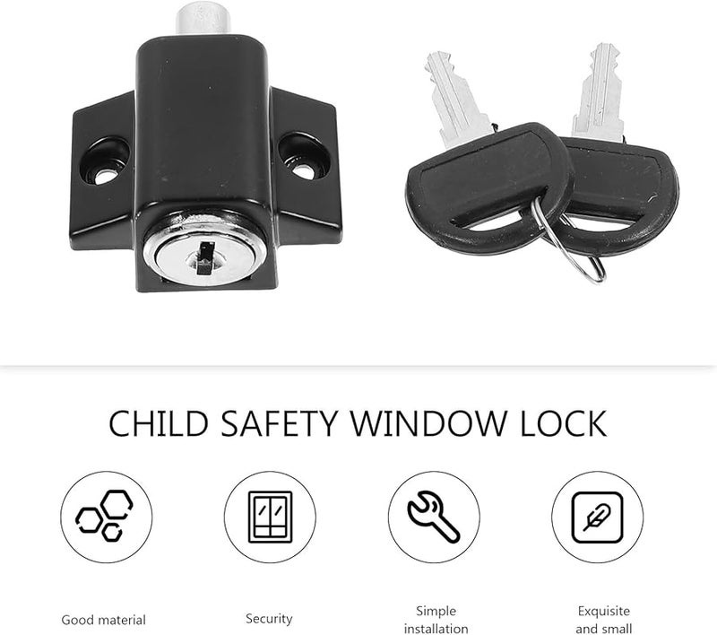 Zinc Alloy Sliding Window Lock With Key Anti Theft Safety Stopper Matte Finish - Image 5
