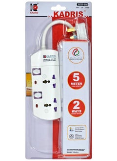 KADRIS Power Strips CG7002 Heavy Duty Extension Cord with 2 way Outlets with switches, Charging Socket with 2 meter Heat resistant  Extension Cord (White)  - Image 2