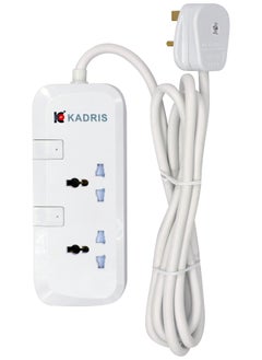 KADRIS Power Strips CG7002 Heavy Duty Extension Cord with 2 way Outlets with switches, Charging Socket with 2 meter Heat resistant  Extension Cord (White)  - Image 3