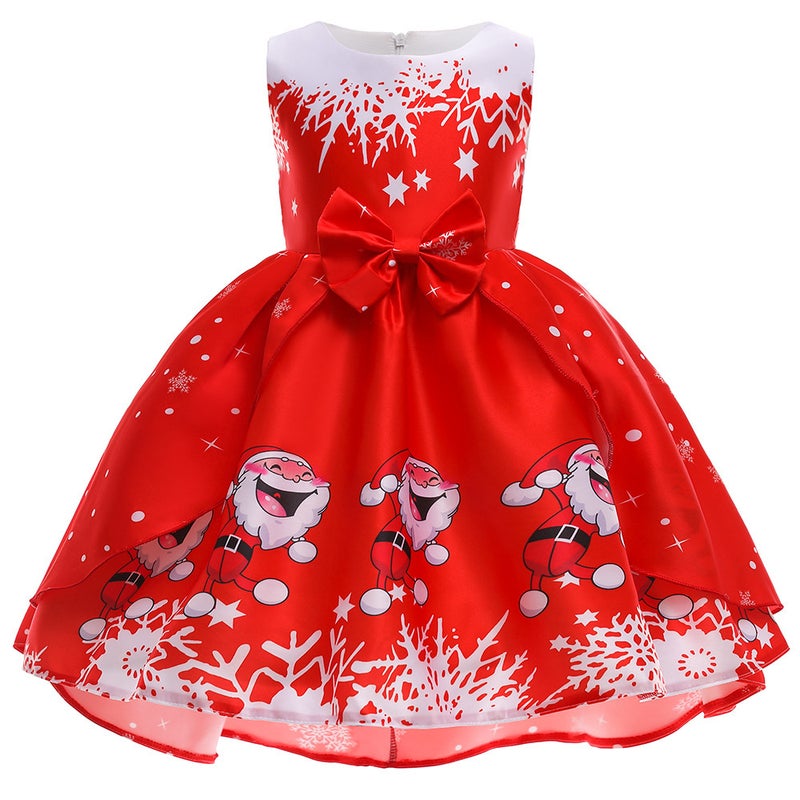 Girls Christmas Dress Christmas Dress Party Costume Childrens Cos Santa Claus Costume Princess Dress SD061-Red