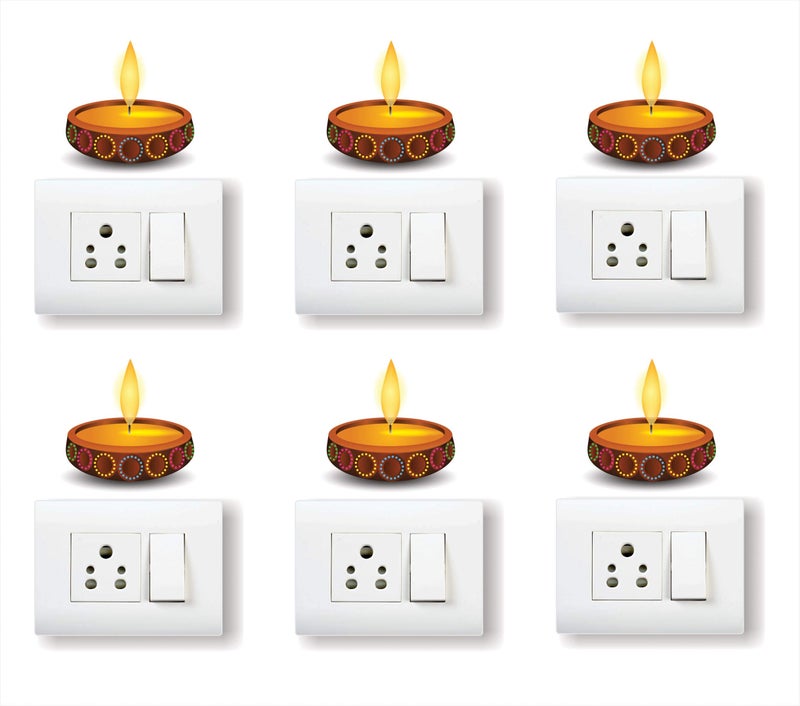 AH Decals Amazing Diya 3D Wall Switch Board Stickers for Living Bed Kids Room | (Set of 5) - Image 3