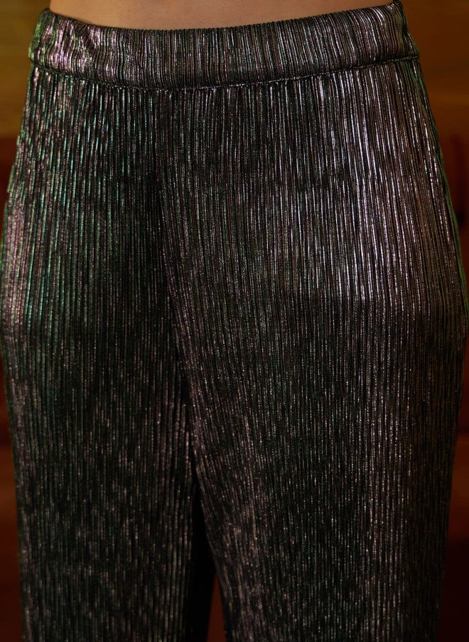 Green Self Design Trousers for Women