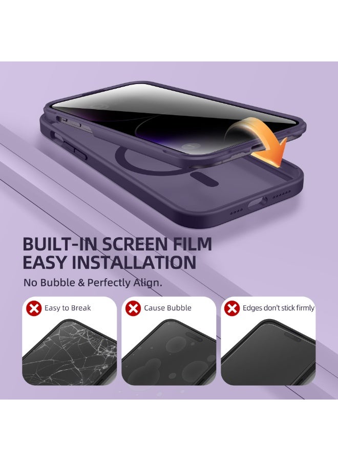 بيرفي جراب مغناطيسي لهاتف iPhone 14 Pro Max، متوافق مع MagSafe، واقي شاشة مدمج للخصوصية وحماية مطورة للكاميرا، جراب هاتف كامل الجسم مضاد للتجسس ومقاوم للصدمات لهاتف 14 Pro Max 6.7 بوصة، أرجواني - Image 5