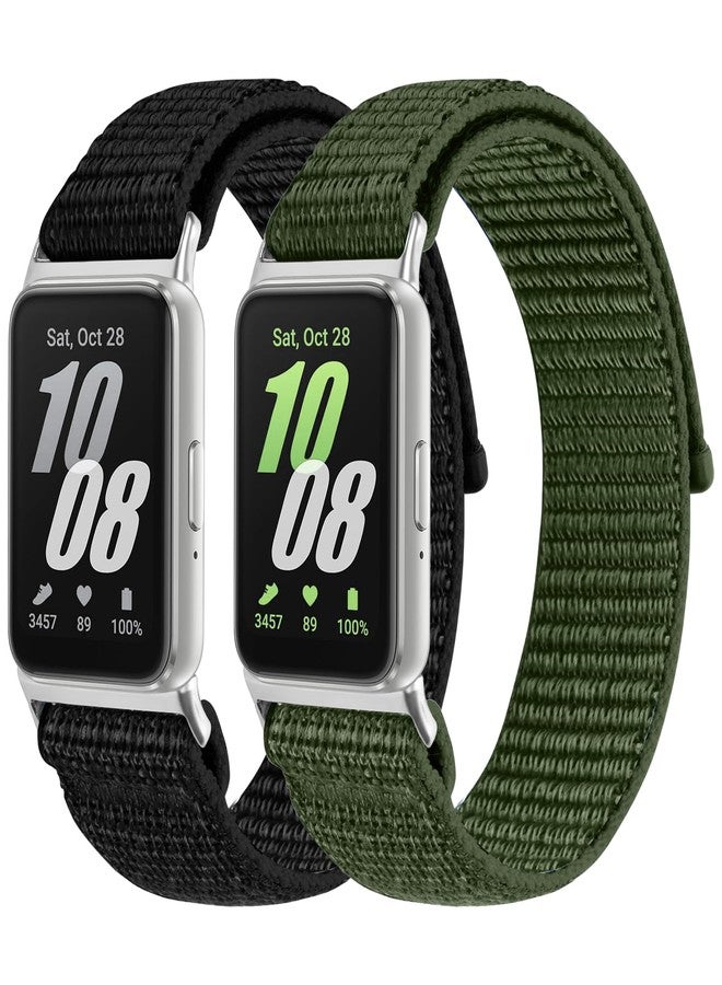 Acortjl 2PCS Nylon Watch Band Compatible with Samsung Galaxy Fit 3, Soft Breathable Adjustable Sport Nylon Loop Replacement Wristbands for Galaxy Fit3 SM-R390 Watch for Women Men - Image 1
