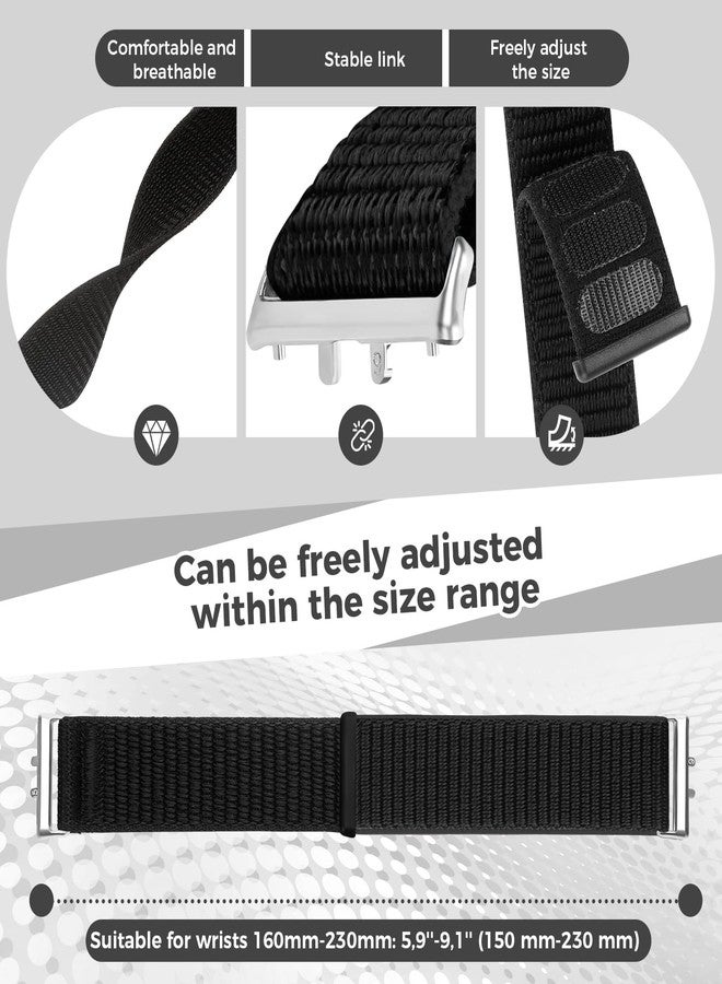 Acortjl 2PCS Nylon Watch Band Compatible with Samsung Galaxy Fit 3, Soft Breathable Adjustable Sport Nylon Loop Replacement Wristbands for Galaxy Fit3 SM-R390 Watch for Women Men - Image 3