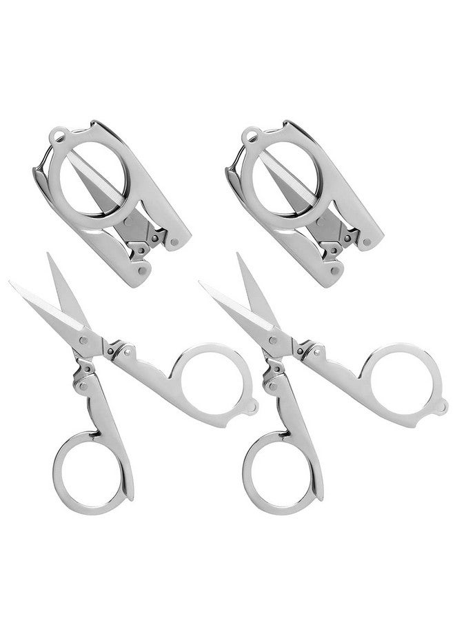 SUMAJU Folding Scissors, 4Pcs Stainless Steel Small Scissors Pocket Portable Foldable Travel Scissors Tiny Mini Craft Cutter - Image 1