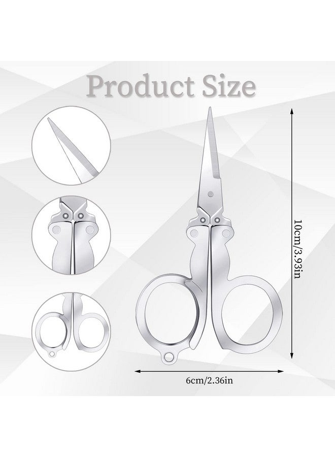 SUMAJU Folding Scissors, 4Pcs Stainless Steel Small Scissors Pocket Portable Foldable Travel Scissors Tiny Mini Craft Cutter - Image 2