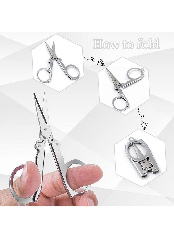 SUMAJU Folding Scissors, 4Pcs Stainless Steel Small Scissors Pocket Portable Foldable Travel Scissors Tiny Mini Craft Cutter - Image 3
