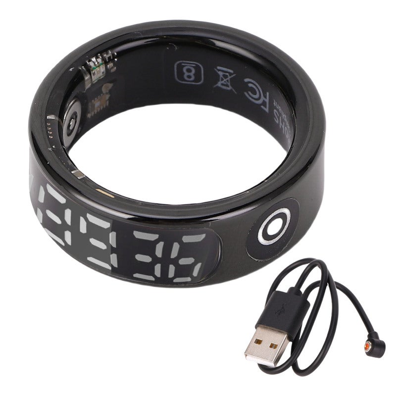 Smart Ring: 13 ID 22.2mm Black Stainless Steel - IP68 Waterproof Touch Screen Smart Ring for Fitness Sports Health Monitoring Sleep Tracking - Image 1