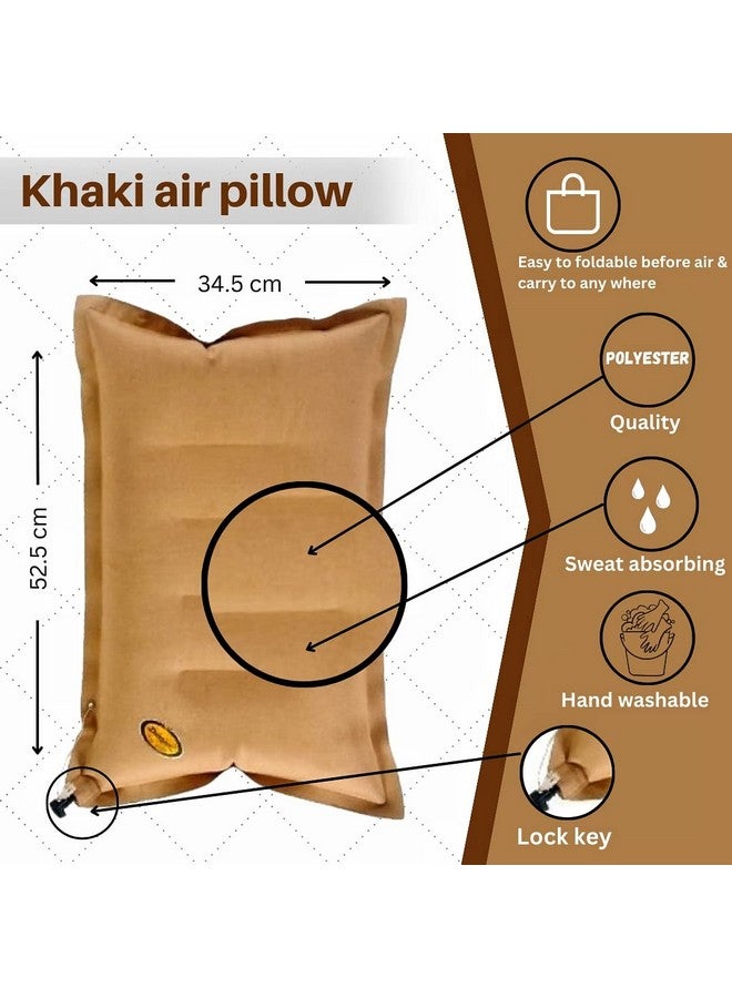 Duckback Cotton Rubberised Air Travel Pillow (Khakhi), One size - Image 2
