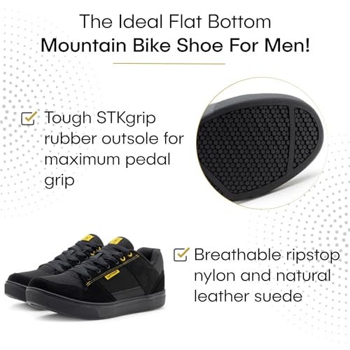 Tommaso Comodo MTB Shoes for Mens Mountain Bikes with Flat Pedals, Cycling Shoes for Gravel, Trek & Road Bikes— Mens Bicycle Footware for Road & Mountain Biking—Black—Size 8US—41EU - Image 3
