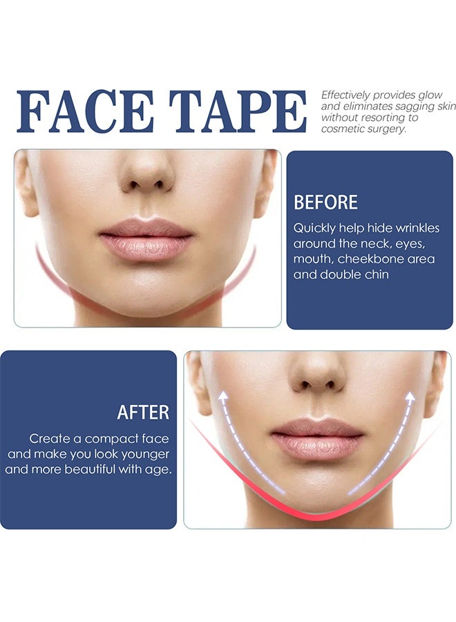 EELHOE 60PCS Face Lift Tape, Face Neck Tape Lifting Invisible, High Elasticity Wrinkle Patches, Invisible Face Tapes For Lifting Eyes Double Chin Jowls, Wrinkle, Lifting Saggy Skin, Waterproof, Face Stickers Neck Eye Double Chin Lift V Shape - Image 3