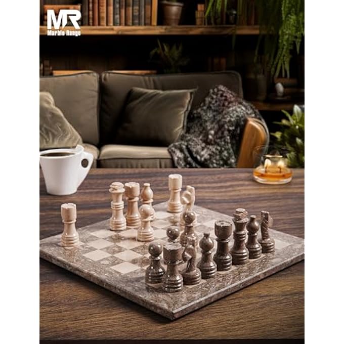 MARBLE RANGE Marble Chess Set 12 Inches Oceanic and Verona Handmade Chess Sets for Adults Marble Board Game for Family with Storage Box  2 Extra Queen Ideal Travel Chess Set  Home Dcor - Image 3