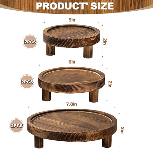HAOPENGYOU 6PCS Wooden Risers for Display Wood Cake Stand for Party Round Food Risers for Buffet Wooden Holder Rustic Riser for Decor Tiered Tray Decor Home Kitchen (Rustic, 6 PCS (8”, 6”, 5”)) - Image 2