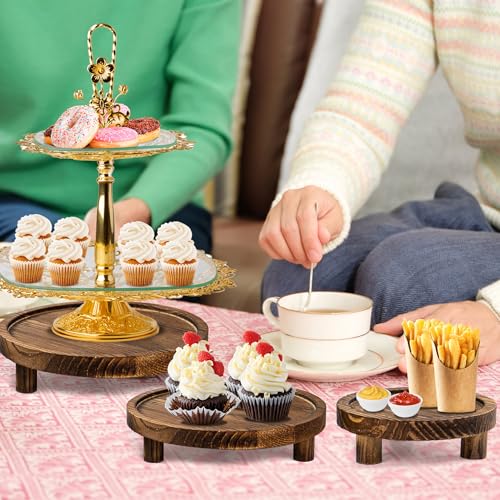 HAOPENGYOU 6PCS Wooden Risers for Display Wood Cake Stand for Party Round Food Risers for Buffet Wooden Holder Rustic Riser for Decor Tiered Tray Decor Home Kitchen (Rustic, 6 PCS (8”, 6”, 5”)) - Image 4