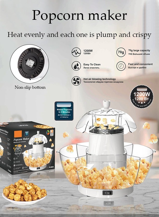 DUNISO صانعة الفشار، آلة فشار هوائية ساخنة، آلة ضغط الفشار أوتوماتيكية بالكامل، آلة فشار كهربائية صغيرة للاستخدام المنزلي، سهلة التنظيف، مناسبة للعائلات والمقاهي والمطاعم والتجمعات - Image 5