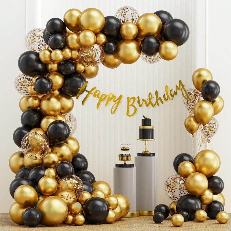 SpecialYou.in Rubber Black & Gold Theme Birthday Decoration Items For Boys, Girls, Husband, Wife, Balloon Decoration For Birthday, Birthday Backdrop For Decoration, Birthday Decoration Kit - 41 Pcs - Image 2