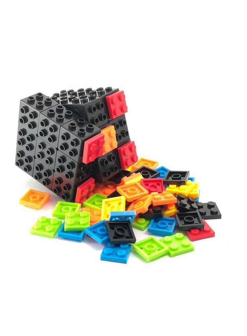 SYOSI Magic Cube Rubix Cube 3x3 Build-on Brick Magic Cube Brain Teaser Puzzle and Bricks Toy in 1 for Kids Adult Gift Compatible with Lego - Image 2