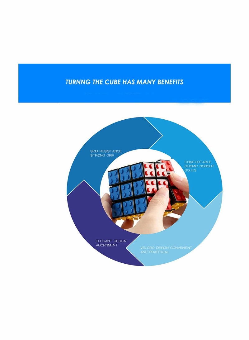 SYOSI Magic Cube Rubix Cube 3x3 Build-on Brick Magic Cube Brain Teaser Puzzle and Bricks Toy in 1 for Kids Adult Gift Compatible with Lego - Image 3