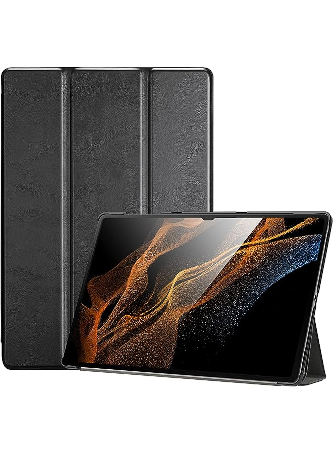 Procases for Galaxy Tab S8 Ultra 14.6 Inch 2022 Case, PU Leather Slim Trifold Protective Stand Case Smart Cover for 14.6 Galaxy Tab S8 Ultra 2022 Tablet SM-X900 SM-X906 -Black - Image 1