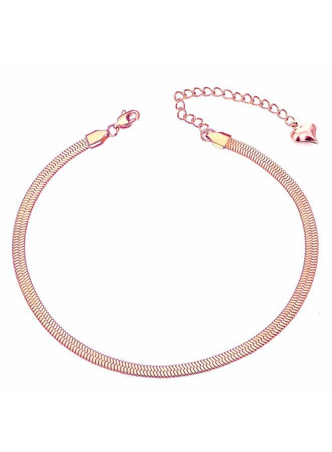 QJLE Rose Gold Anklet for Women,Flat Snake Chain Link Dainty Cute Anklets for Teen girls Ankle Bracelets for women Beach Jewelry - Image 1